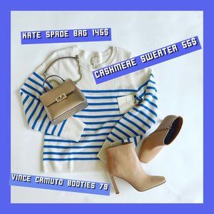 kate spade bag - vince leather camuto booties - cynthia rowley cashmere sweater